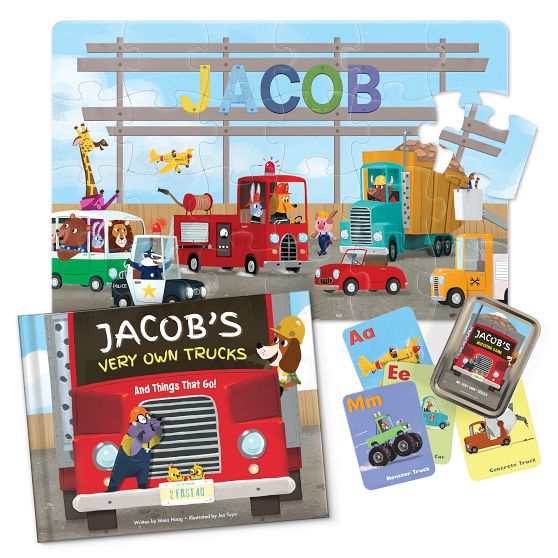 "My Very Own Truck" Personalized Children's Book, Puzzle & Card Game Gift Set
