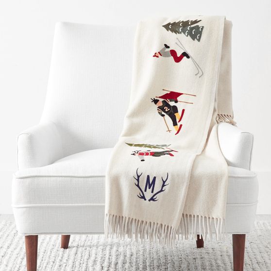 Hand Embroidered Wool Throw