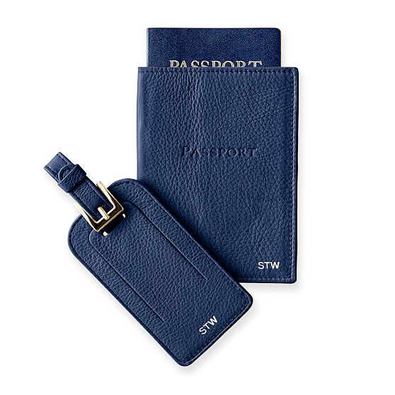 Leather Luggage Tag &amp; Passport Case Set