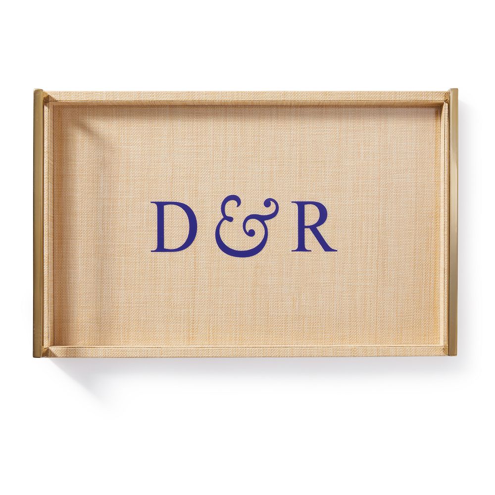 Gold Handle Raffia Tray by Mark & Graham