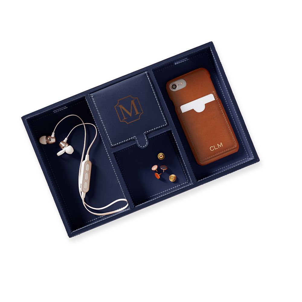 Rustic Leather Tech Catchall Tray by Mark & Graham