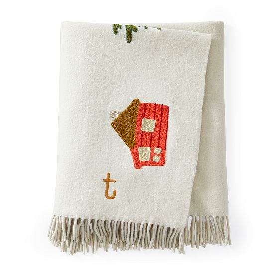Hand Embroidered Wool Throw