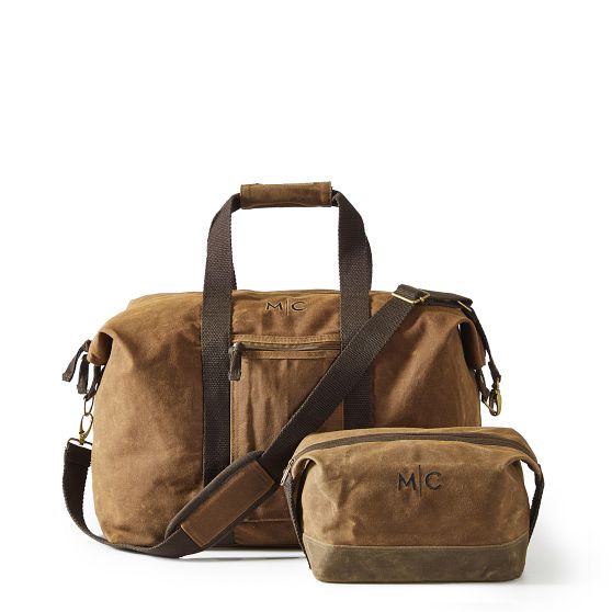 Waxed Canvas Weekender and Pouch Set