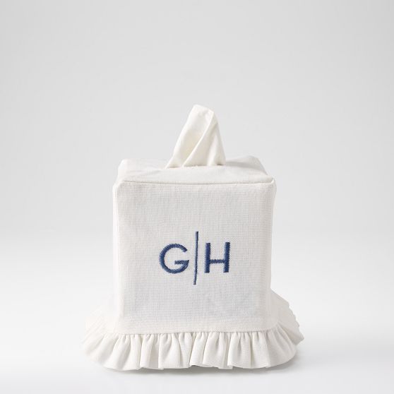Ruffle Linen Tissue Box Cover