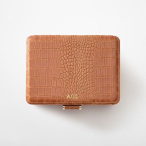 Embossed Croc Leather Jewellery Box