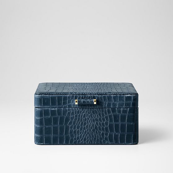 Embossed Croc Leather Jewellery Box