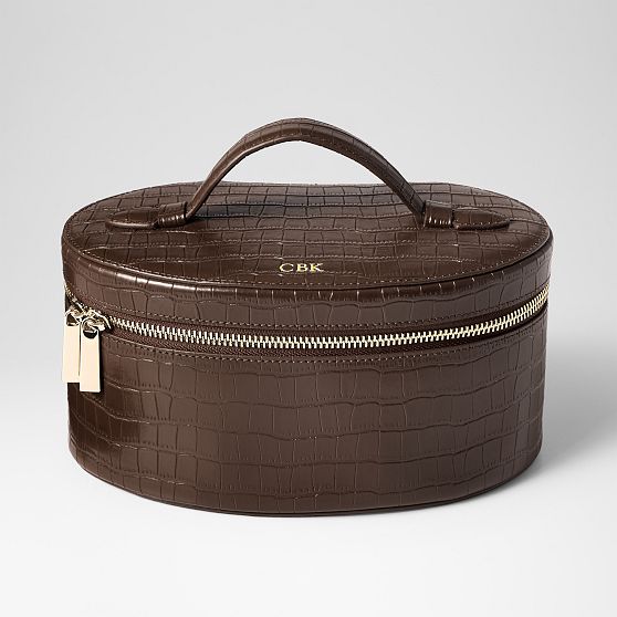 Embossed Croc Leather Train Case​