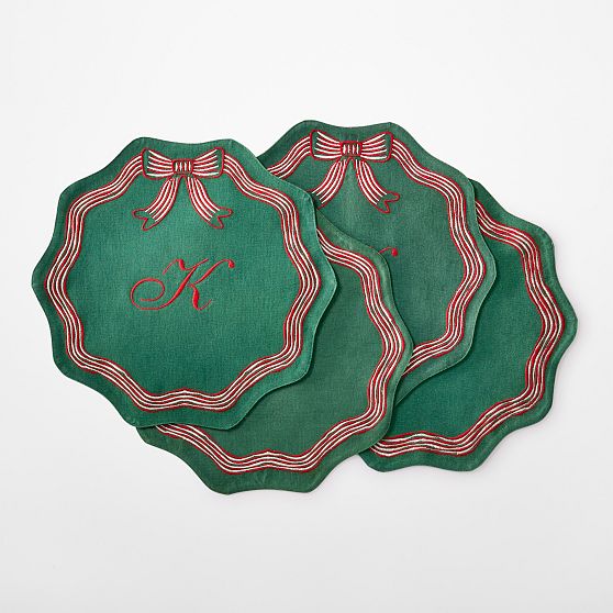 Embroidered Bow Placemats, Set of 4