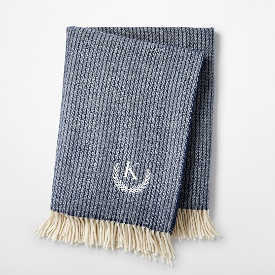 Ribbed Cashmere Wool Throw Blanket