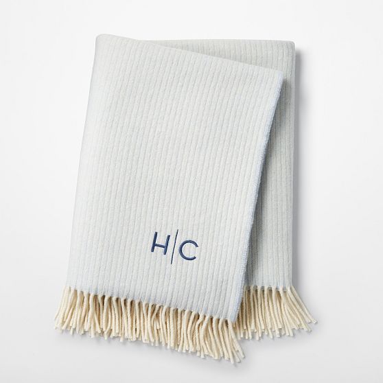 Ribbed Cashmere Wool Throw Blanket