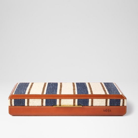 Striped Jute Backgammon Set