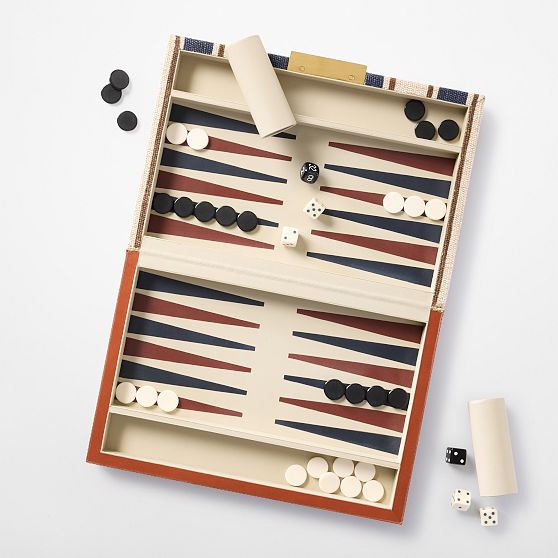 Striped Jute Backgammon Set