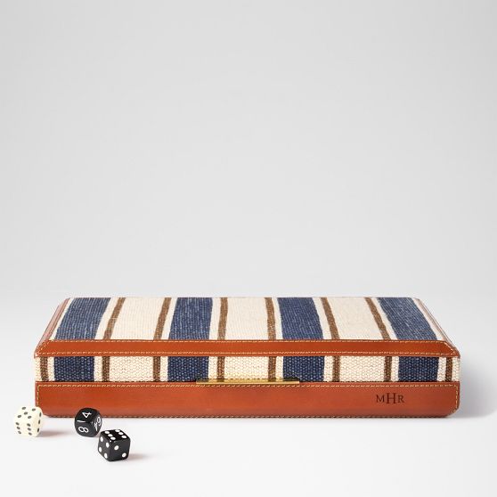 Striped Jute Backgammon Set