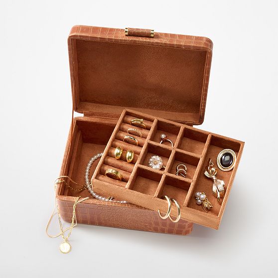 Embossed Croc Leather Jewellery Box