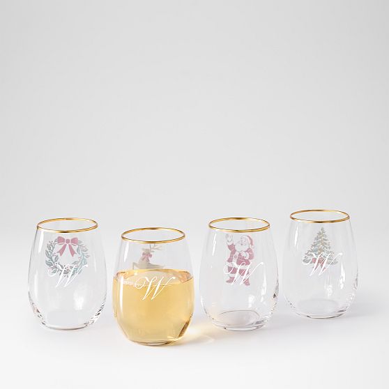 Holiday Icon Stemless Wine Glasses, Set of 4