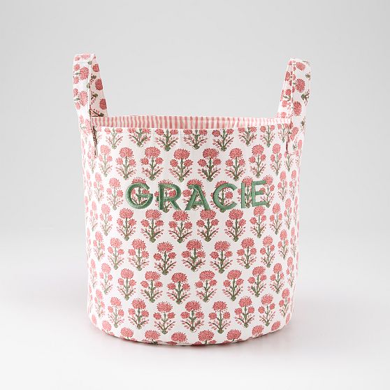 Block Print Canvas Storage Bin