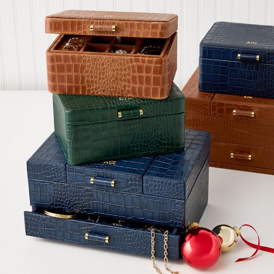 Embossed Croc Leather Jewellery Box