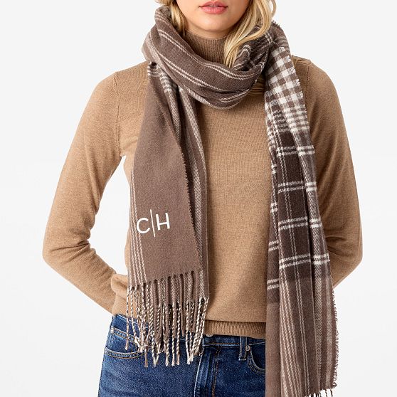 Italian Woven Cotton Plaid Scarf