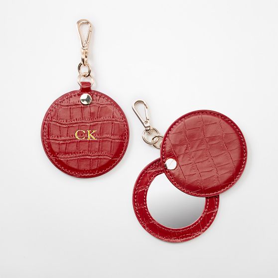 Embossed Croc Leather Mirror Keychain