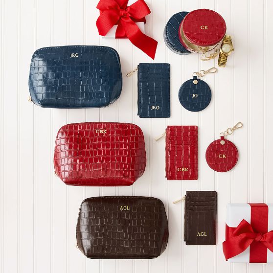Embossed Croc Leather Zip Card Case​