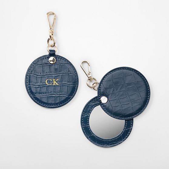 Embossed Croc Leather Mirror Keychain