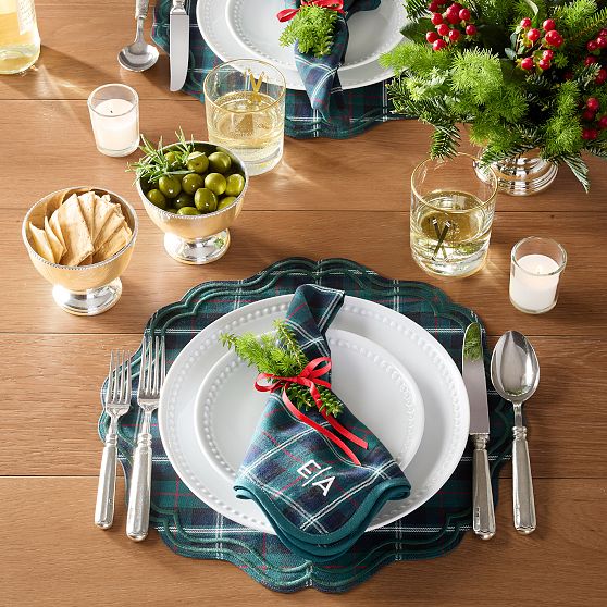 Embroidered Round Placemats, Set of 4