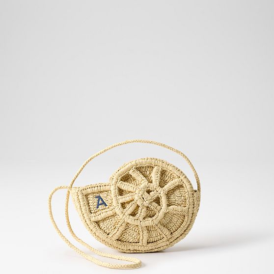 Handwoven Raffia Nautilus Crossbody