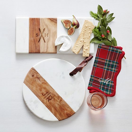 Wood and Marble Round Cheese Board