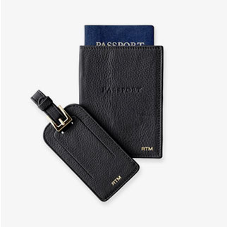 leather luggage tag & passport case set