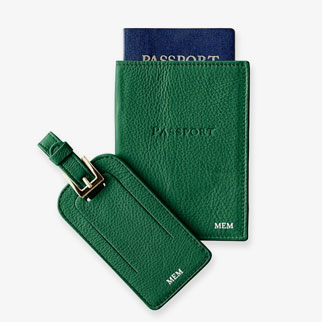 leather passport case + luggage tag