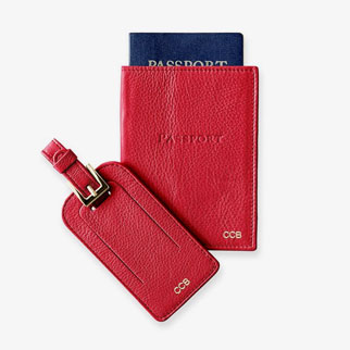 leather luggage tag and passport case set