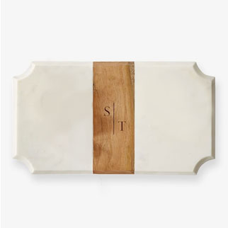 wood and marble cheese board, beveled