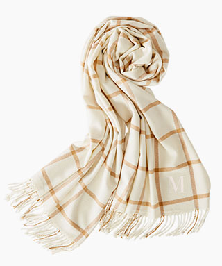 blanket scarf with fringe windowpane